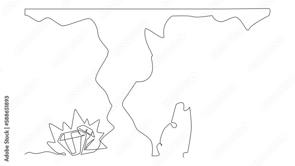 Poster animated self drawing of continuous line draw robot gives up digging not knowing diamond is almost r