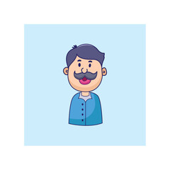 Icon of healthy man with happy face moustache vector illustration art