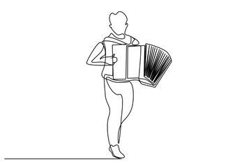 man young accordion plays musical instrument