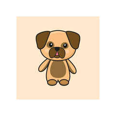 Adorable beige puppy Pug vector illustration 