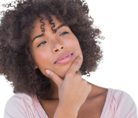 Pretty woman looking thoughtful