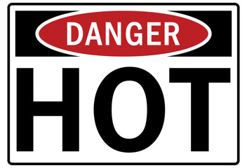 Hot warning sign and labels