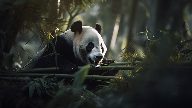 giant panda eating bamboo