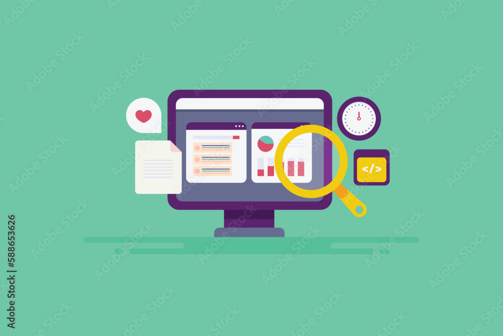 Poster website data analytics and seo ranking report on computer screen, digital marketing management dashb