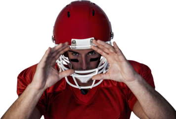 Portrait of rugby player gesturing