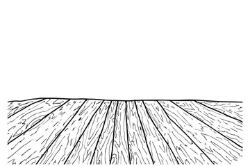 vector simple hand draw sketch of perspective wooden floor