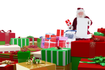Santa delivering gifts from cart