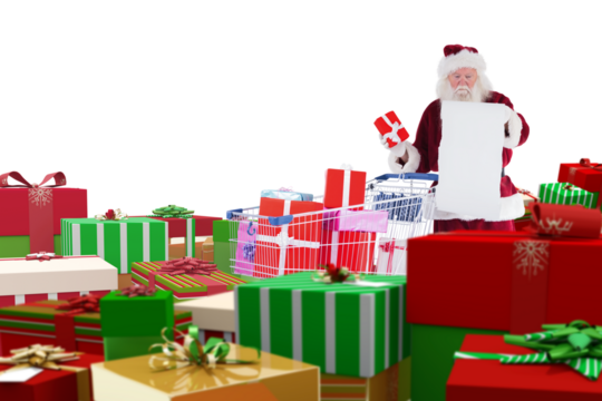 Santa delivering gifts from cart