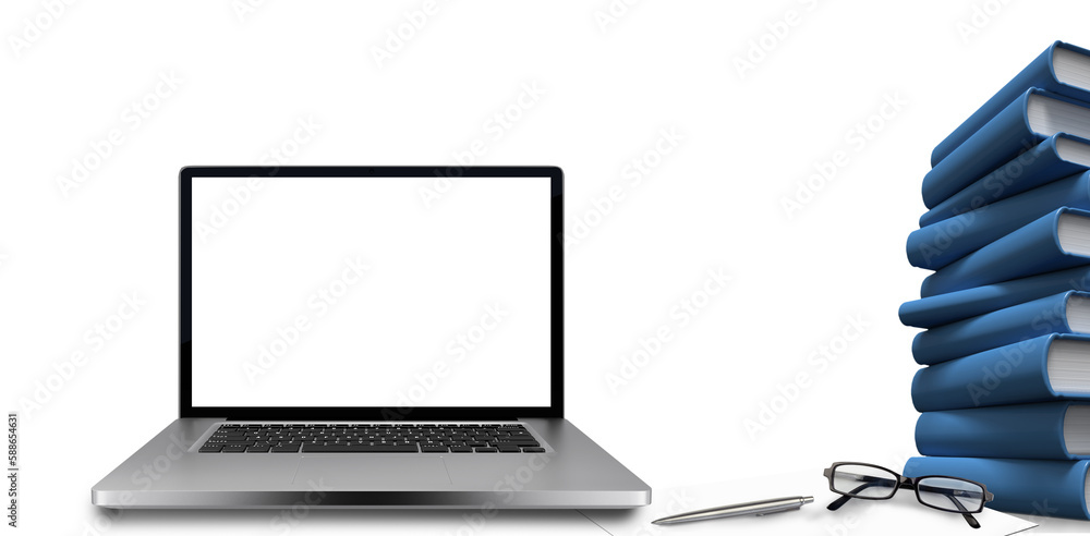 Poster digital composite image of laptop with files