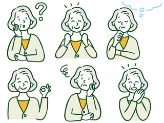 高齢女性　表情　セット