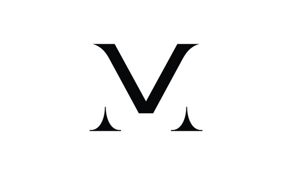 MV Logo. Letter MV logo negative space vector design
