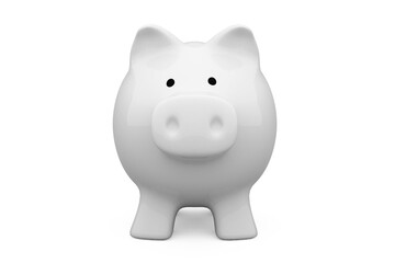Close up of white piggy bank