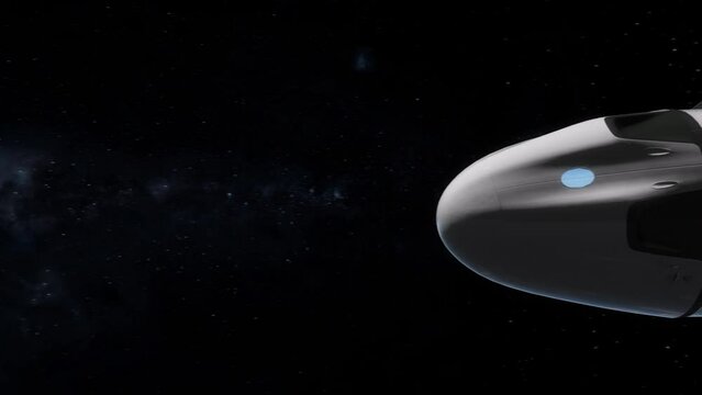 Commercial Spacecraft Capsule Passes Camera Leaving Planet Earth - 3D CGI Animation 4K