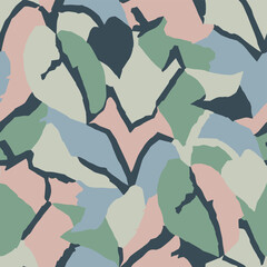 Vector abstract leaf color blocking seamless repeat pattern