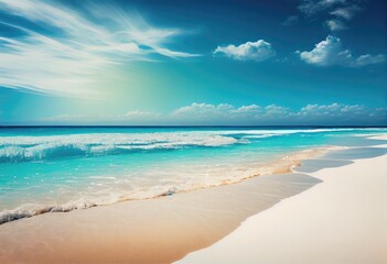Obraz premium Beach with white sand and the beautiful ocean in the background