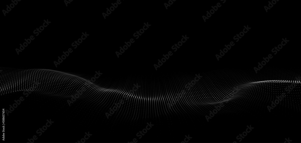 Poster wave of particles. digital wave background concept. abstract technology background. big data visuali