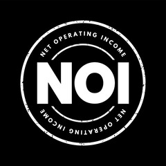 NOI Net Operating Income - formula those in real estate use to quickly calculate profitability of a particular investment, acronym text stamp