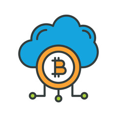 Bitcoin Cloud Vector Fill outline Icons. Simple stock illustration stock