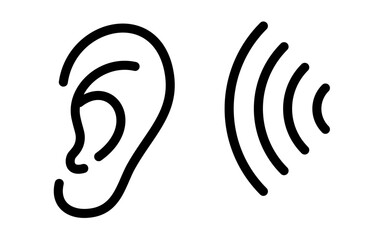 耳に音波が届く（音が聞こえる）イメージアイコン