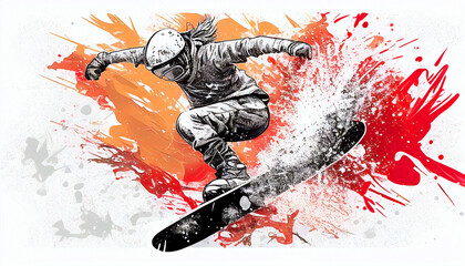 Obraz na płótnie Canvas illustration of snowboarding background wallpaper. AI generated