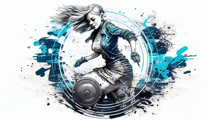 Obraz premium illustration of Disc jockey, DJ perform. AI generative 