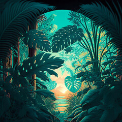 Paper cut spring flowers and leaves. Fresh spring nature background. Generative AI.