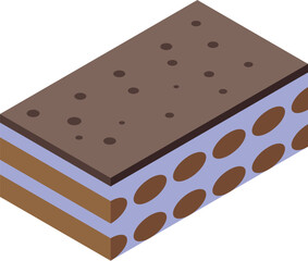 Milk tiramisu icon isometric vector. Cake dessert. Cocoa meal