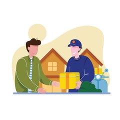 Flat illustration of package received by customer