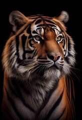 Fototapeta premium Tiger with a majestic expression, looking regal and powerful, generative ai