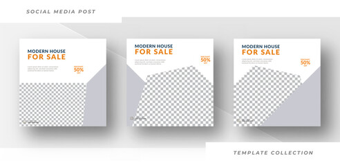 Modern house for sale property banner for social media post template