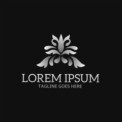 illustration vector graphic of logo floral ornament silver color