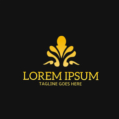 illustration vector graphic of logo floral ornament golden color
