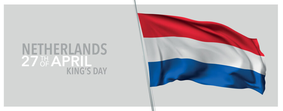 Netherlands king's day greeting card, banner with template text vector illustration