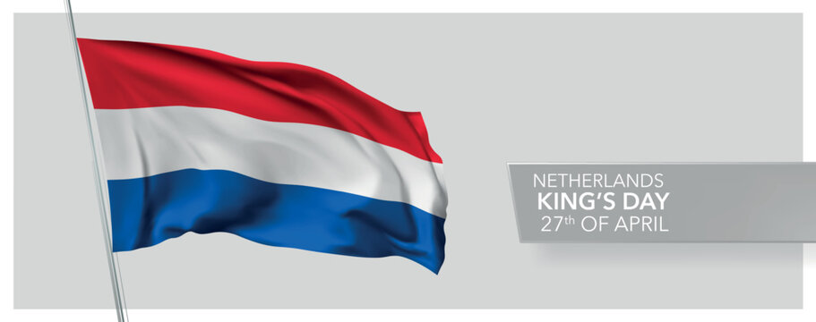Netherlands king's day greeting card, banner vector illustration