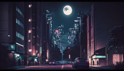 Anime Tokyo City at Night, generative AI