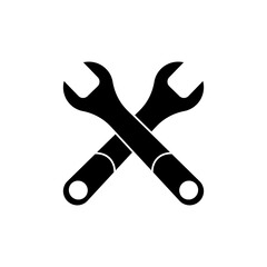 Screwdriver and wrench logo illustration on white