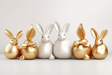 Fototapeta na wymiar Easter day celebration, decoration, easter eggs, rabbit, generative AI,