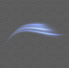 Obraz premium Blue wind waves effect. Abstract light motion trails with sparkles isolated on black background.