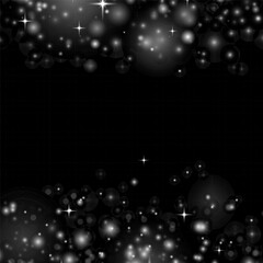 Fine, shiny dust particles fall off slightly. Blurred sparks, glitter snow flakes special light effect. Defocused silver dust. Blur sparkle lights, stars and bokeh. White sparks and flares. Vector.