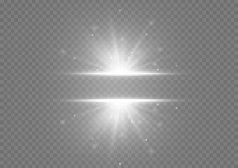 Star burst with sparkles. Vector magic white rays glow light effect isolated on transparent background. Christmas design element. 
