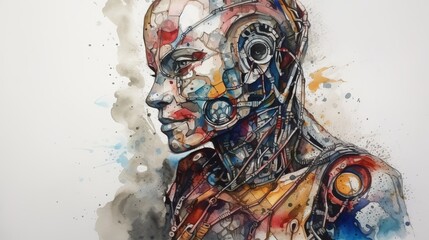 Figure cybernetic man Generative AI