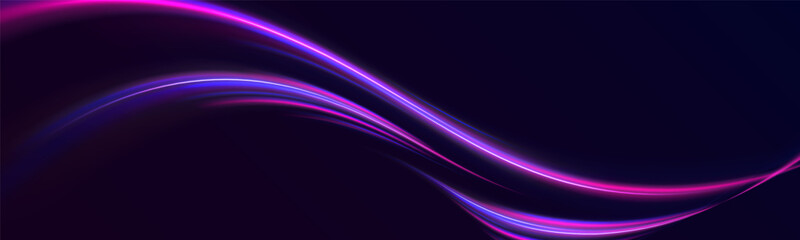 Abstract fast moving glowing neon particle created blue light curve line motion, digital futuristic internet data speed background concept
