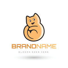 Cute white cat cartoon, vector illustration