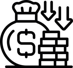 Poverty money bag help icon outline vector. Poor people. Child street