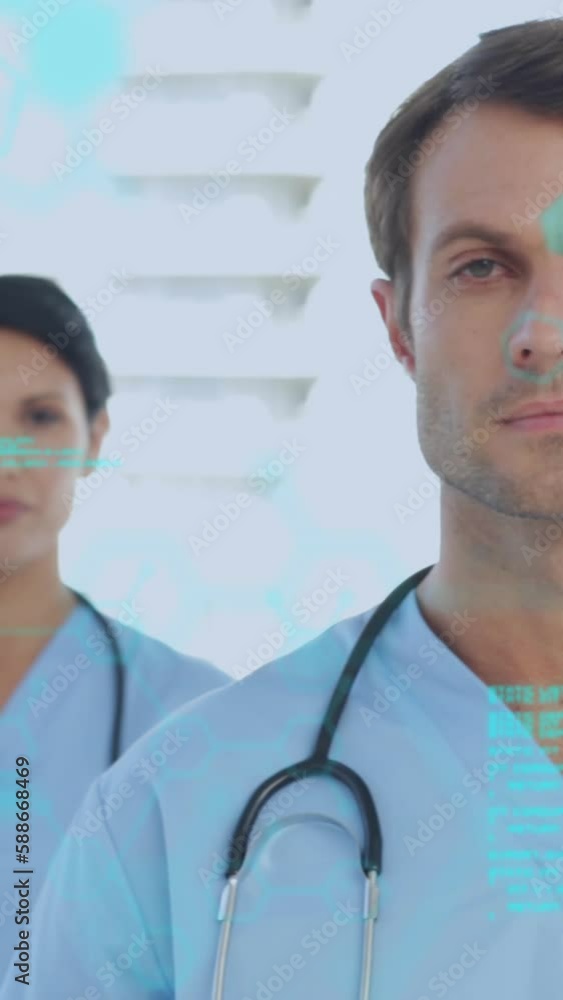Poster animation of diverse doctors over data processing