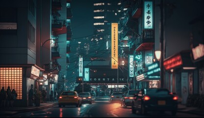 Fototapeta na wymiar Beautiful Anime Tokyo City, generative AI