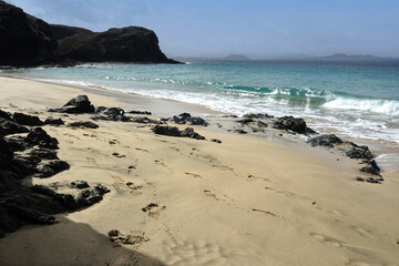 Fototapeta na wymiar Papagayo beach of Playa Blanca of Canary island Lanzarote