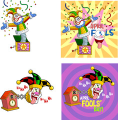 Obraz na płótnie Canvas Funny Jolly Jester Cartoon Characters. Vector Hand Drawn Collection Set Isolated On Transparent Background
