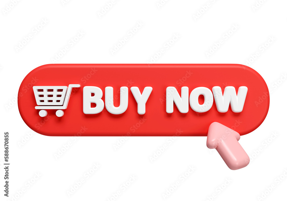 Aufkleber 3d buy now red button with mouse click. button hand pointer clicking. click button. online shopping.