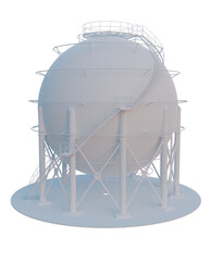 3D spherical tank industial rendering white